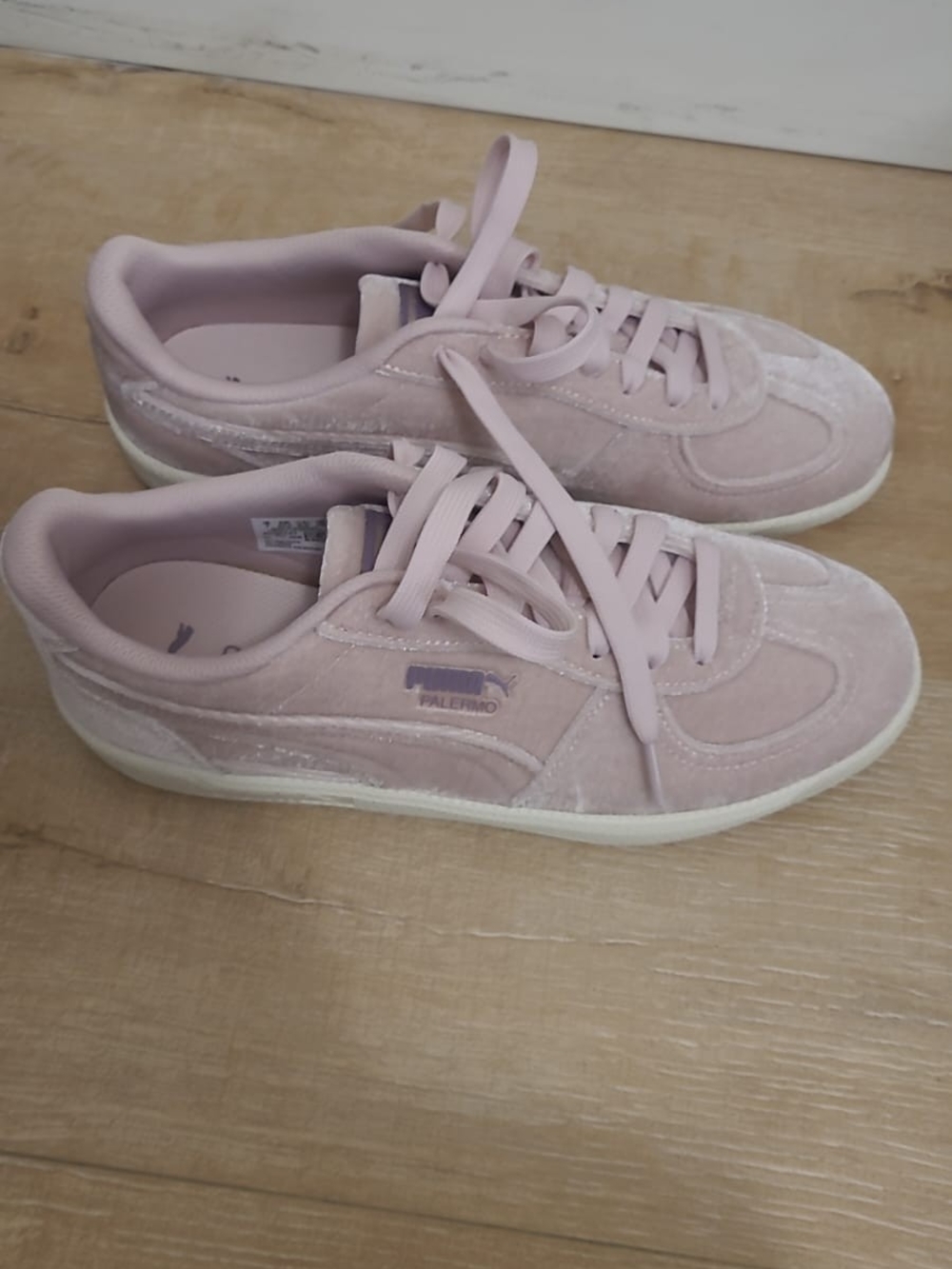 Puma Palermo Velvet Sneakers in Pale Blush